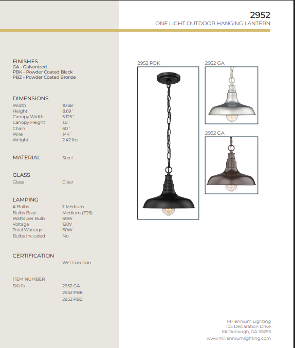 Outdoor Black Pendant