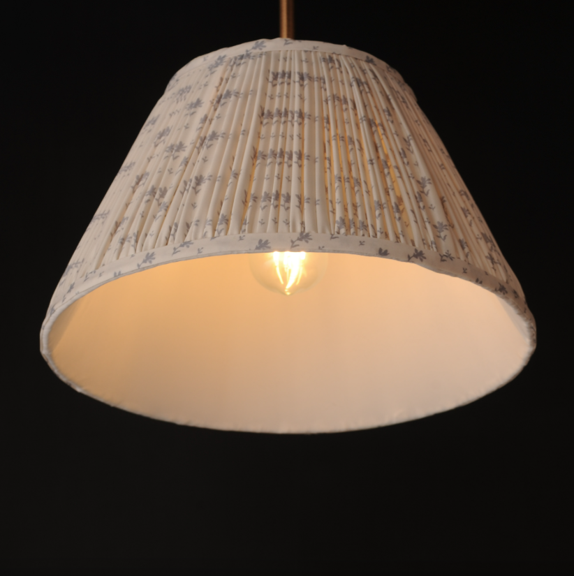 Dunbridge Pendant- Weathered Brass W/ Blue Floral Shade