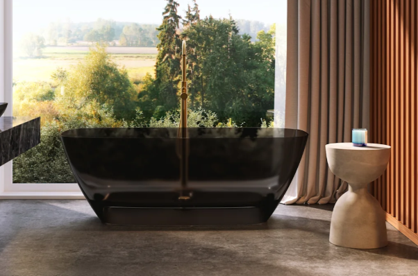 Horizon Transparent Freestanding Solid Surface Tub- Black