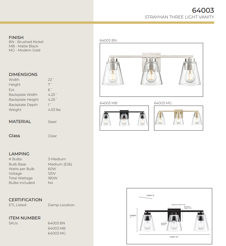 Strayhan Vanity Light
