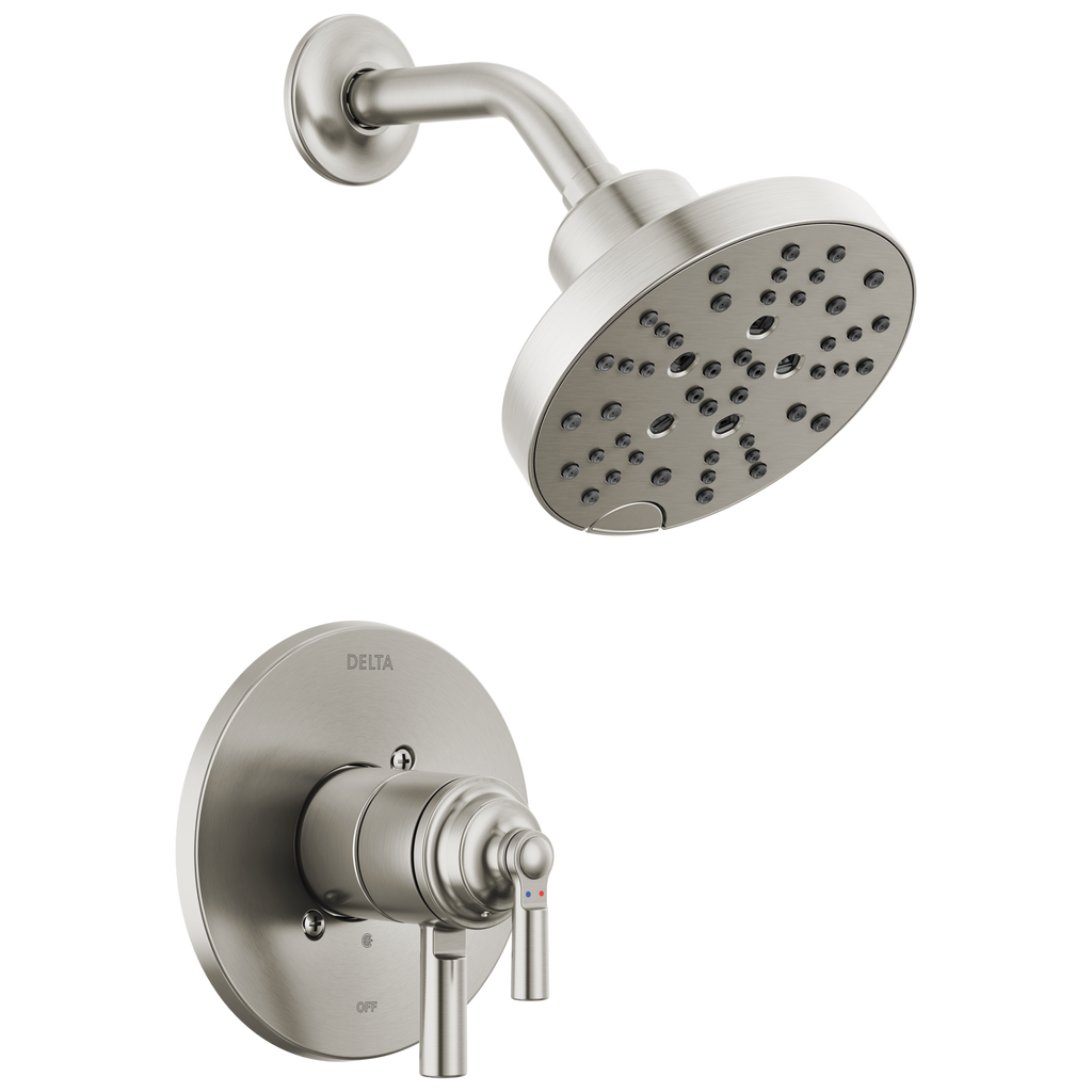 This is a chrome shower trim that is round. Delta is the brand. 17 Series, great for new builds or remodels. Construction, Ferguson, Showroom