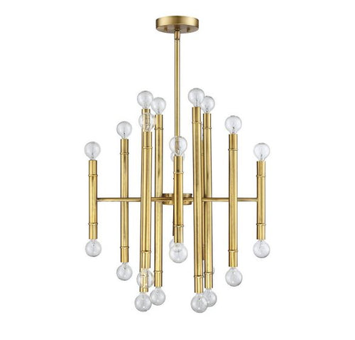 24-Light Chandelier in Natural Brass