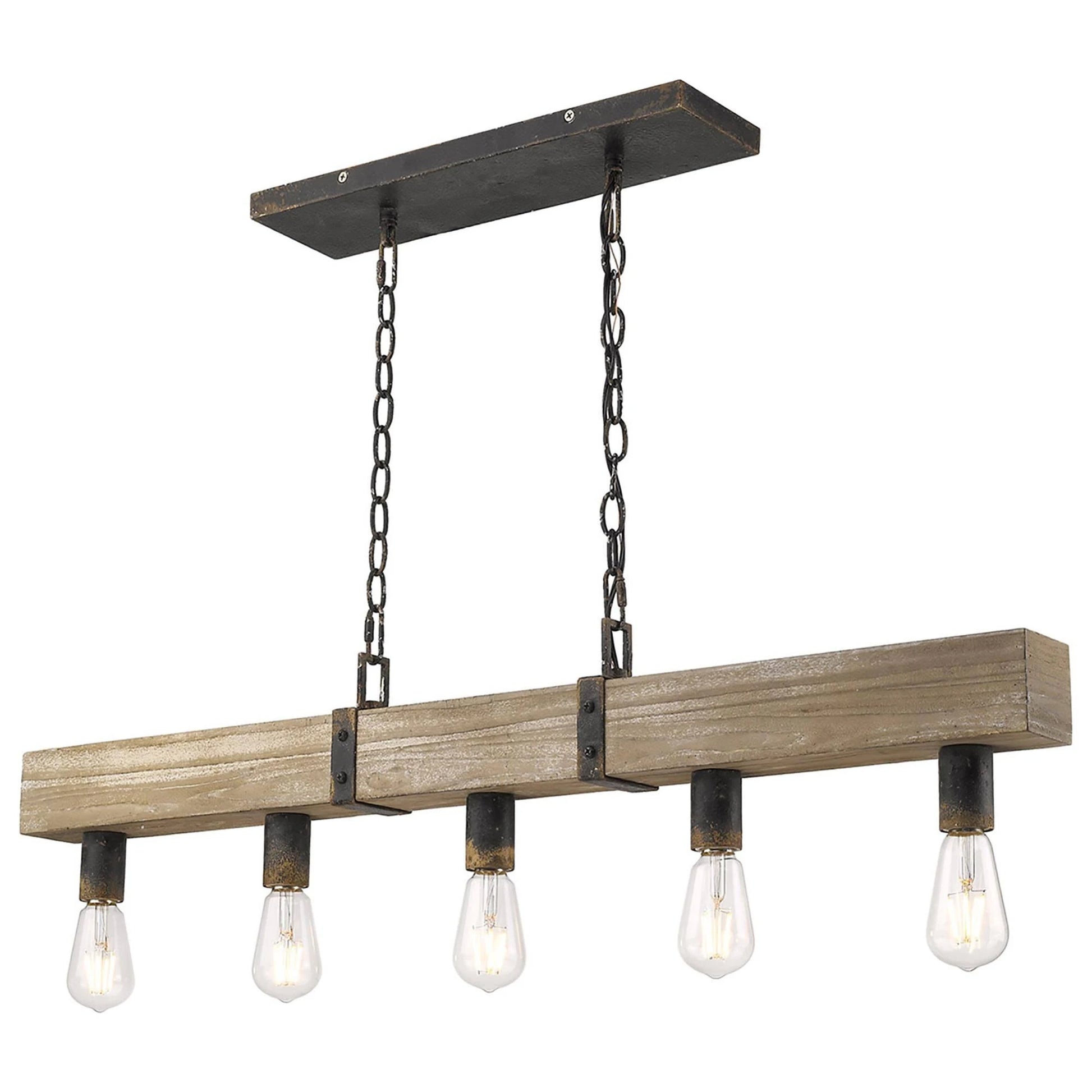 wooden lighting, linear lighting, wooden linear pendant, rustic lighting, farmhouse lighting, island lights